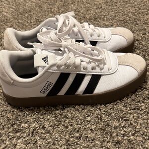 Adidas Classic White and Black Shoes with Gum Sole